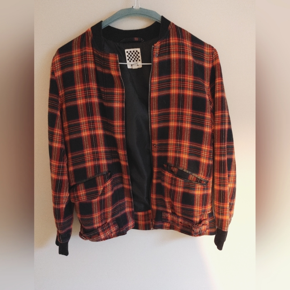 Vintage Red Plaid Vans Bomber Jacket XS